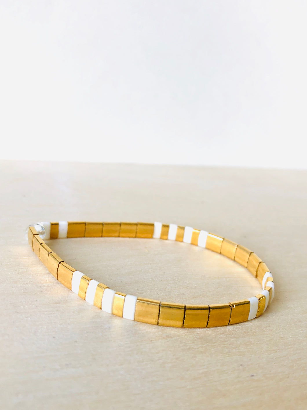 The Goldie / cream mini stripe single