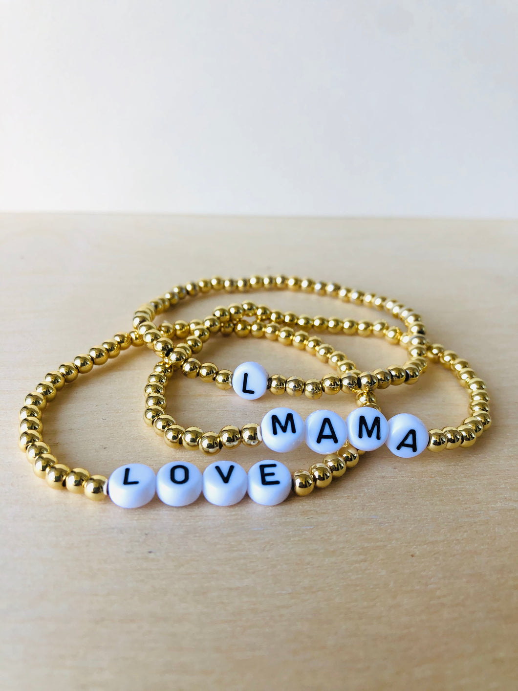 The Goldie / round name stretch bracelet